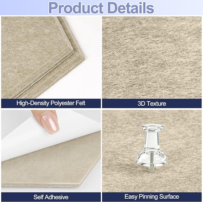 8PCS Hexagon Cork Board Tiles, Self-Adhesive Felt Bulletin - Image 3
