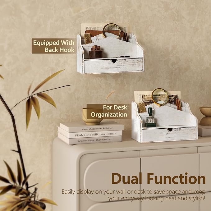 Pine Wooden Mail Organizer for Desk - Image 4