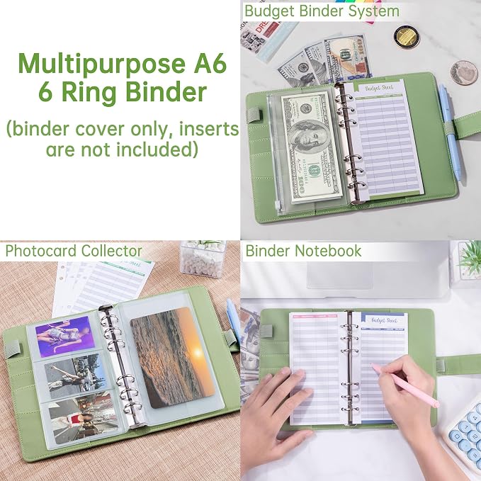 Antner A6 Notebook Binder Refillable 6 Ring Budget Binder Cover - Image 4