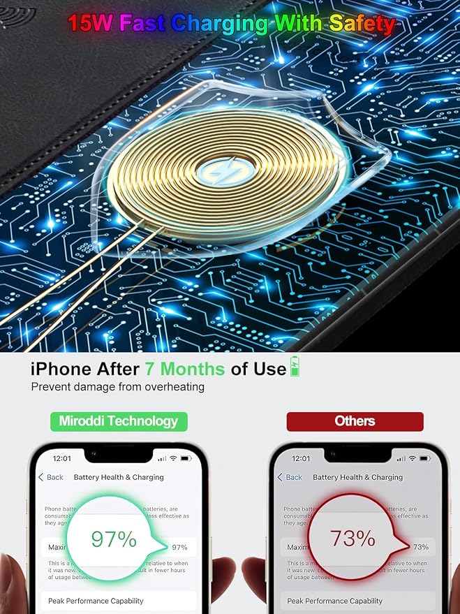 Mouse Pad with Wireless Charging, Large Desk Mat RGB Gaming Mousepad, 10 Light - Image 4