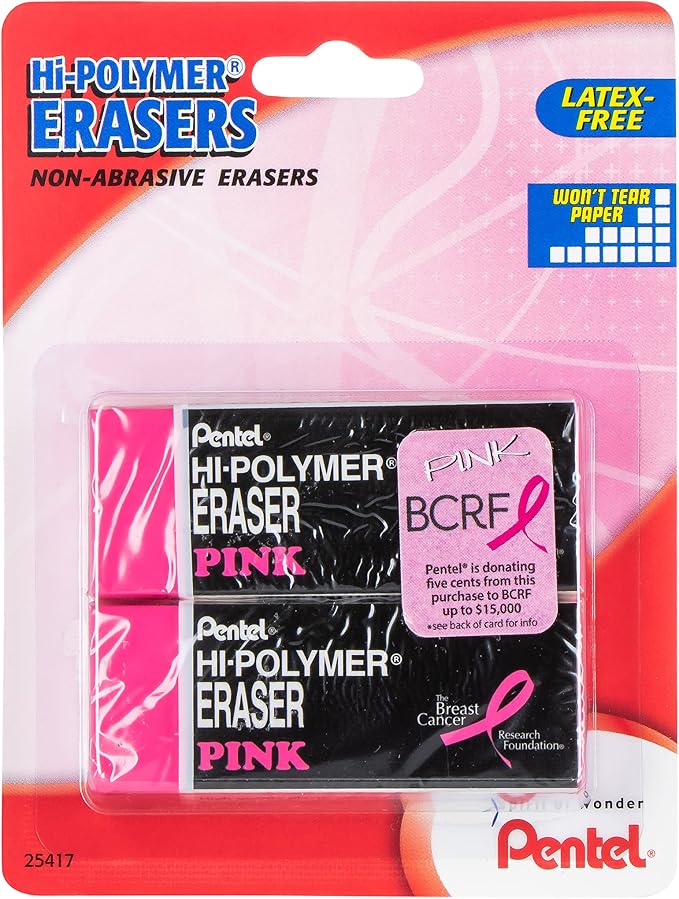 Pentel PINK BCA Hi-Polymer Block Eraser by PentelofAmerica