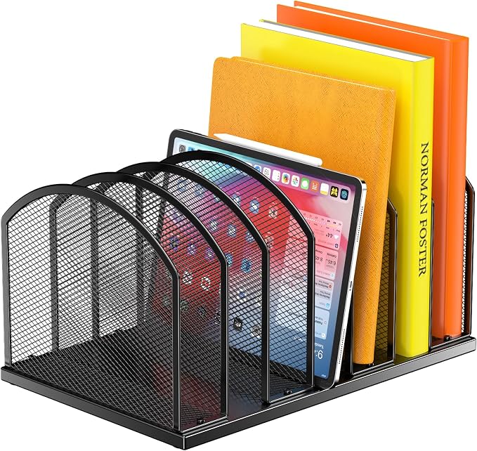 Gawerk 7-Section Metal Upright File Sorter Organizer, Office Small Letter by Gawerk