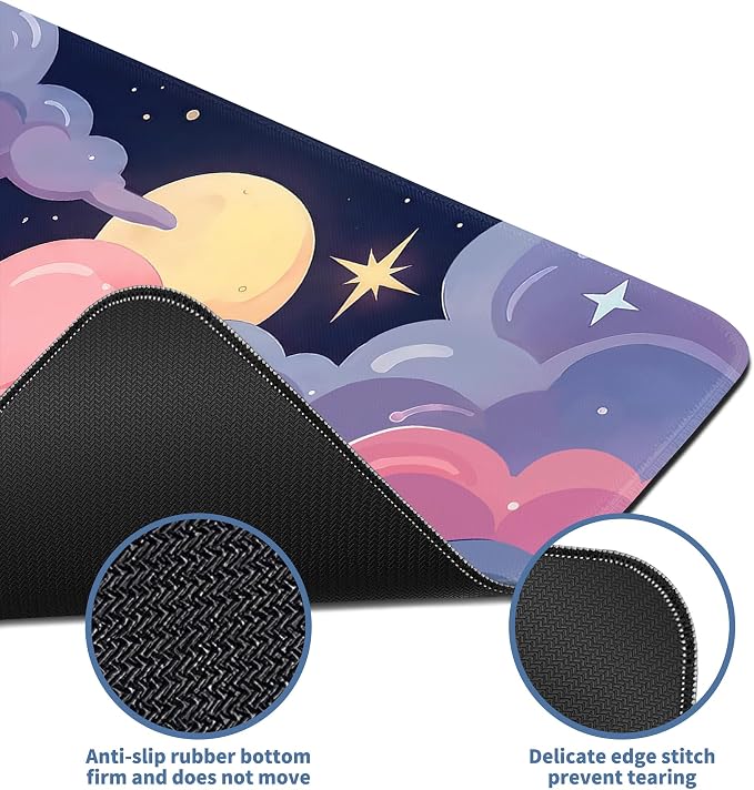Cute Mouse Pad Kawaii Large Desk Mat Extended Keyboard Mouse Pad Pink Purple - Image 4