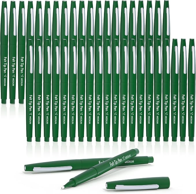 Lelix Felt Tip Pens, 40 Green Pack, 0.7mm Medium Point, Felt Tip Markers Pens by EnjoySilkyWritingwithLelix