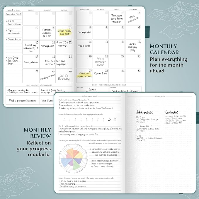 Legend Planner PRO – Deluxe Weekly & Monthly Life Planner to Increase Productivity and Hit Your Goals. Time Management Organizer Notebook – Undated – 7 x 10" Hardcover + Stickers – Dark Teal-DeskLoop Office