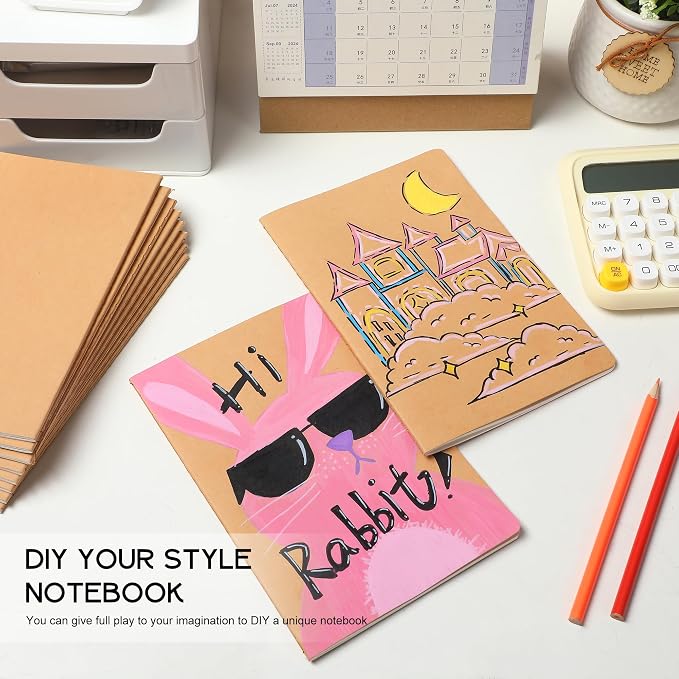 12 Pack Blank Kraft Notebooks, 8.3x5.5 Inches A5 Small Journals Bulk Blank - Image 4