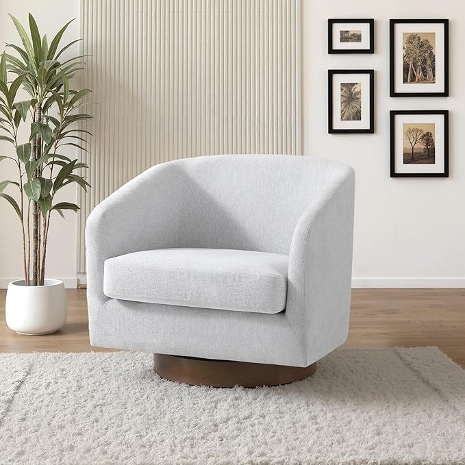 UIXE Swivel Accent Chairs Set of 2, Chenille Upholstered Barrel Chair for Living Room, Comfy Round Armchair Single Sofa Bedroom Reading Seat - 31" W, Beige-DeskLoop Office