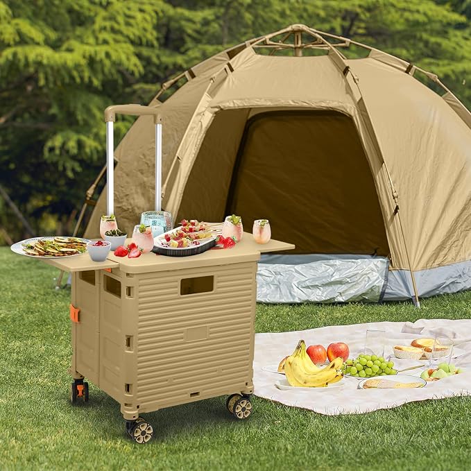 FELICON SELORSS Folding Utility Cart Portable Rolling Crate Handcart-Khaki | - Image 7