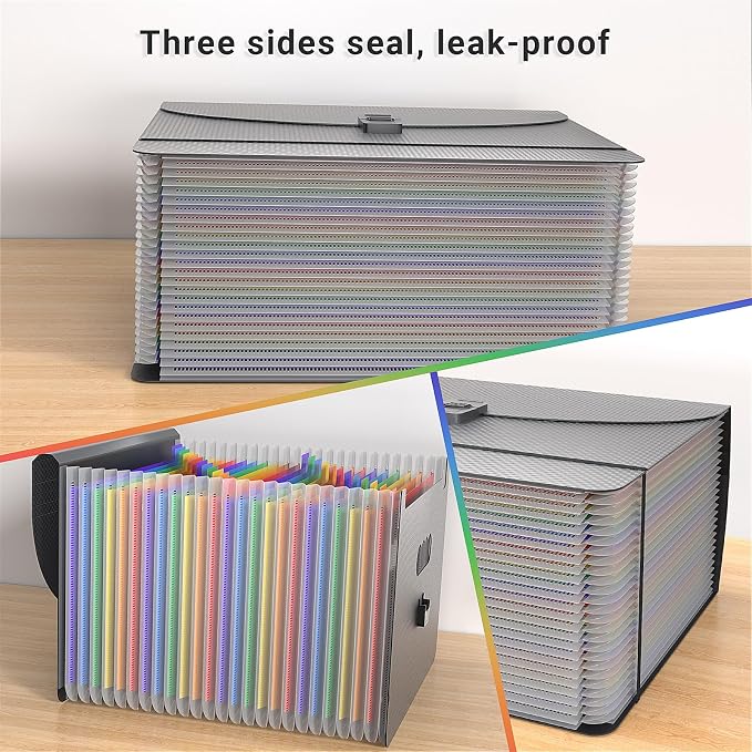 25 Pockets Expanding File Folders, Portable Accordian File Organizer, - Image 3