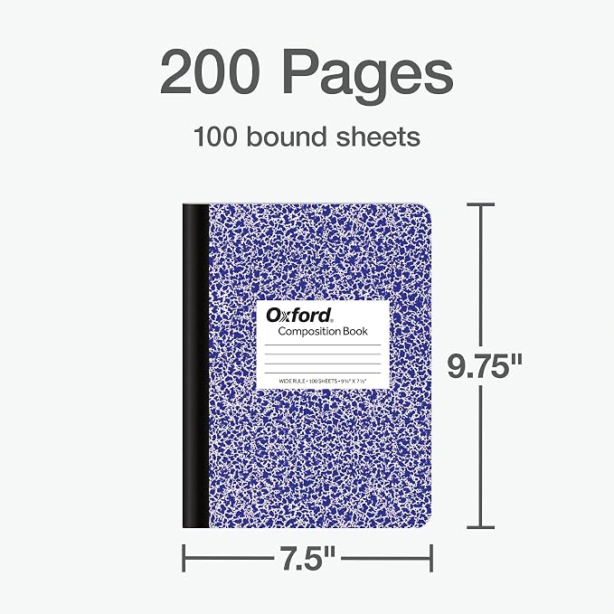 Oxford Composition Notebooks, 3 Pack, Cover Colors Vary, Wide Ruled Paper - Image 2