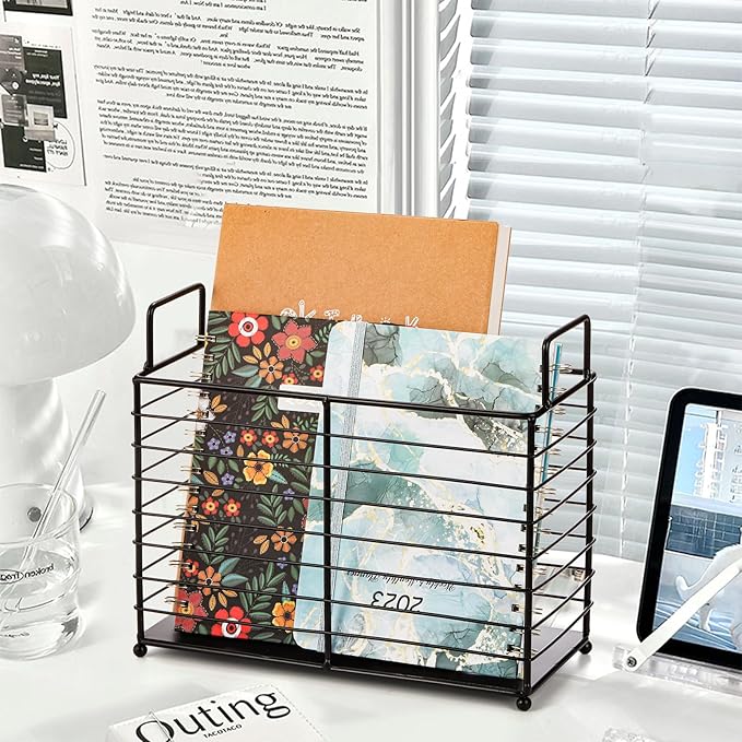 Noamus Metal Magazine Rack, Newspaper Book Tablet Storage Basket, File Holder - Image 5