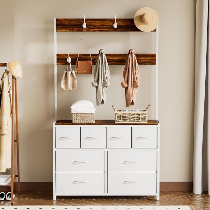 YKVIQBY 8 Drawer Dresser with 6 Double Hooks, 68.9" Tall Closet Organizer and by YKVIQBY