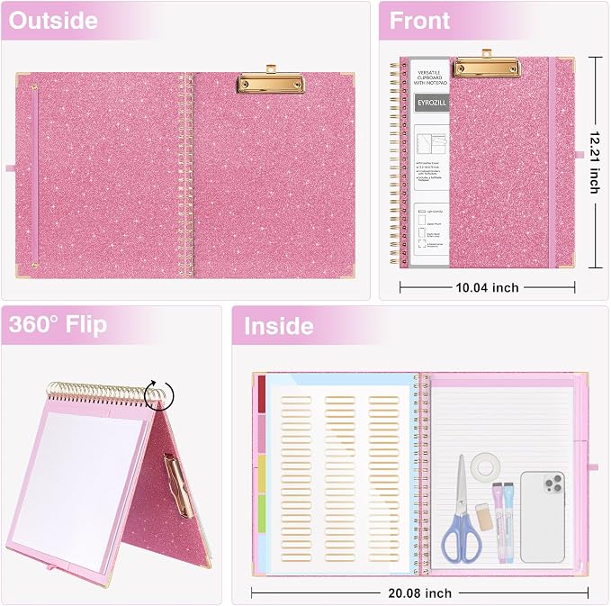 EYROZILL Clipboard Folio with Storage Pocket Organizer Folder Refillable Lined - Image 6
