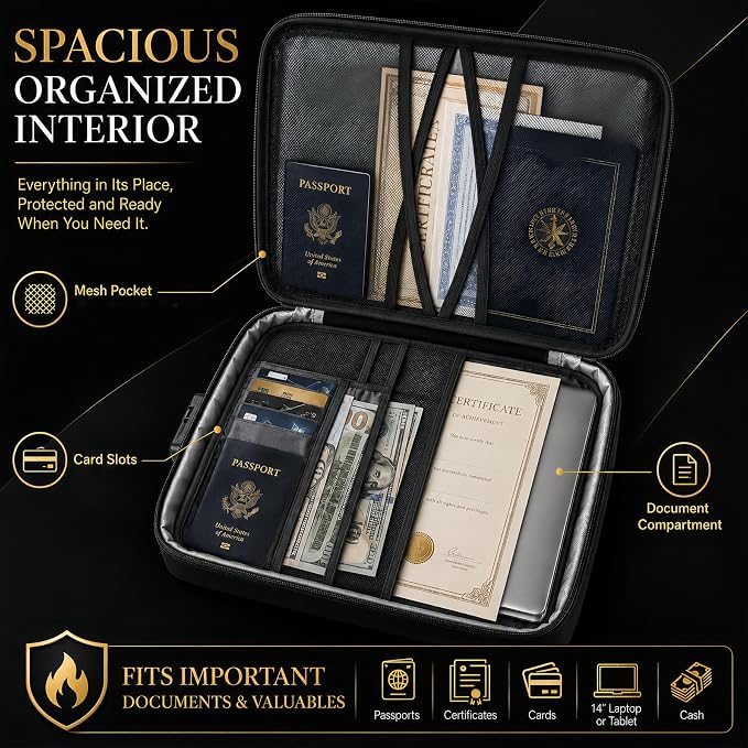 Fireproof Document Box with Lock, 5200°F Fireproof & Water-Resistant File - Image 5