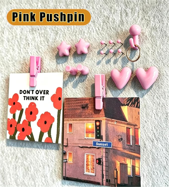 KEYDUACU 150 Pcs Pink Push Pins Set, Metal Thumb Tacks, Decorative Push Pins - Image 6