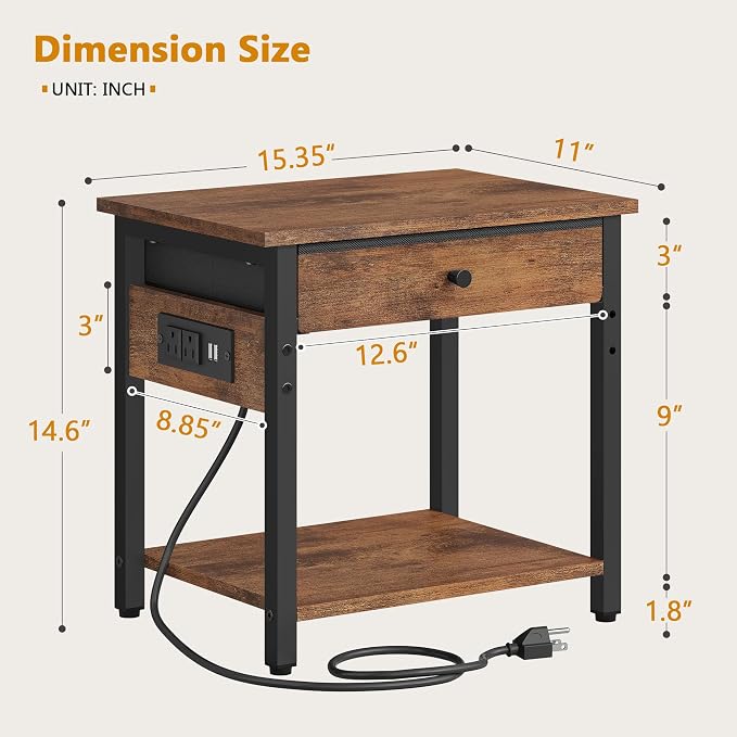 Gewudraw Printer Stand with Charging Station, 2-Tier Under Desk Printer Table - Image 2