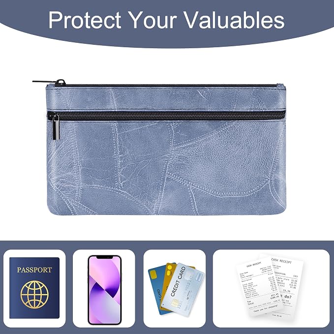 HAUTOCO 2 Pcs Money Bag with Zipper 11 x 6.1 inch Embossed Deposit Money Pouch - Image 5