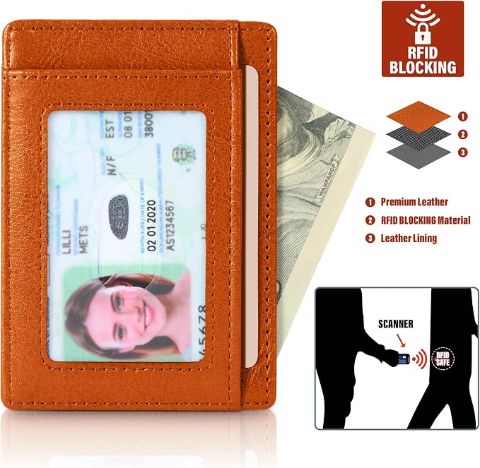 Travelambo Slim Wallet Front Pocket Minimalist Leather RFID Blocking Medium Size - Image 3