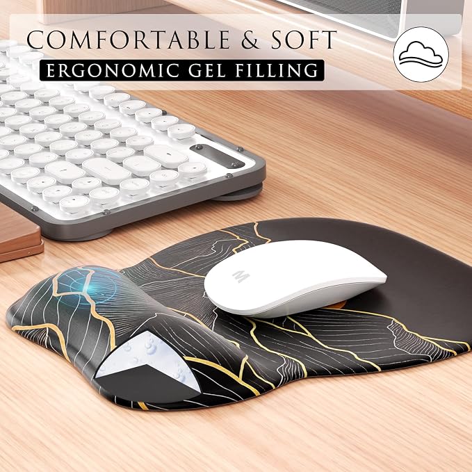MROCO Ergonomic Mouse Pad with Gel Wrist Rest, 9.4 x 8.1 in, Gel Wrist Comfort - Image 4