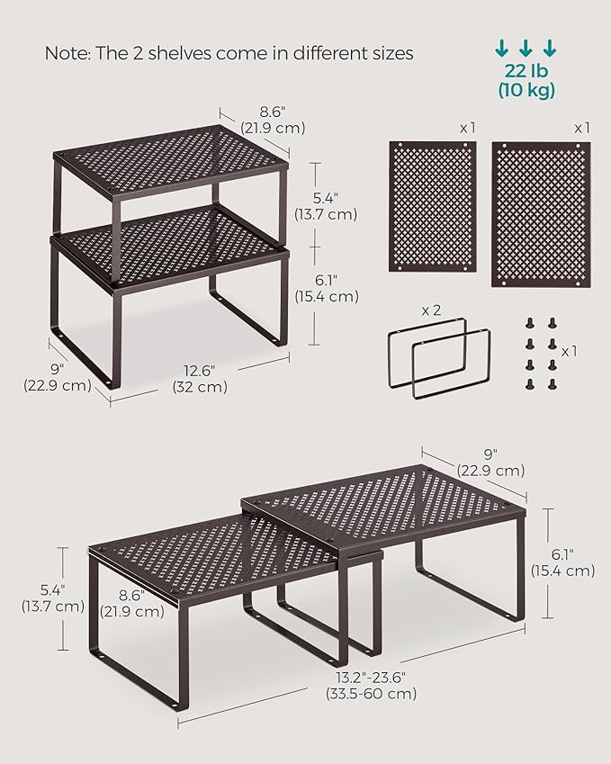 SONGMICS Spice Racks, Countertop Organizers, Shelf Risers, Expandable - Image 2