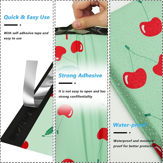 Cherry Printed Poly Mailer 6x9 Inch 100 Pcs, Waterproof and Tear-Resistant - Image 3