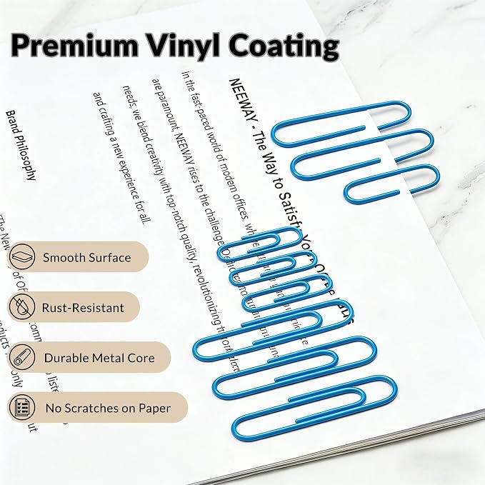 NEEWAY 450pcs Paper Clips Assorted Sizes, Small and Large Paper Clips, Coated - Image 5