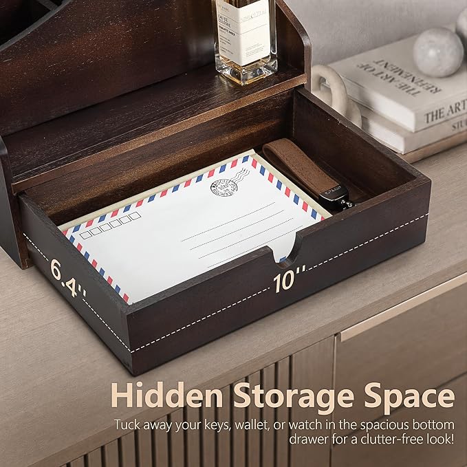 Rebee Vision Acacia Wood Mail Organizer - Image 5