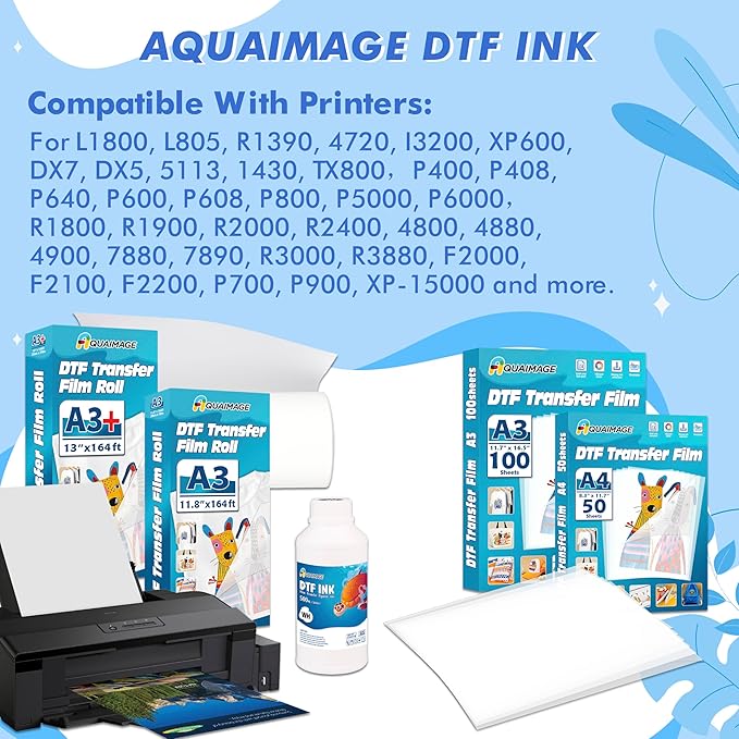 500 ml Premium DTF White Ink, DTF Transfer White Ink for PET Film, Refill Ink for Printheads L1800,ET-8550, XP-15000, XP600, I3200, Heat Transfer Printing Direct to Film(500ml 16.9oz)-DeskLoop Office