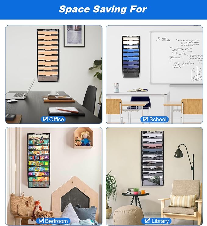 Solinxe Wall File Holder, 10 Pockets Hanging File Folder, Paper Organizer - Image 5