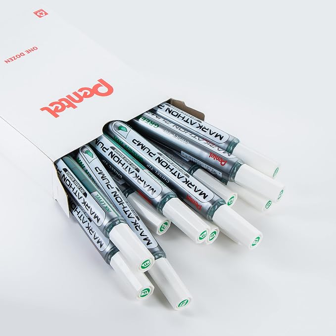 Pentel Markathon Pump Dry Erase Marker, Chisel Tip, 12 Pack - Image 2