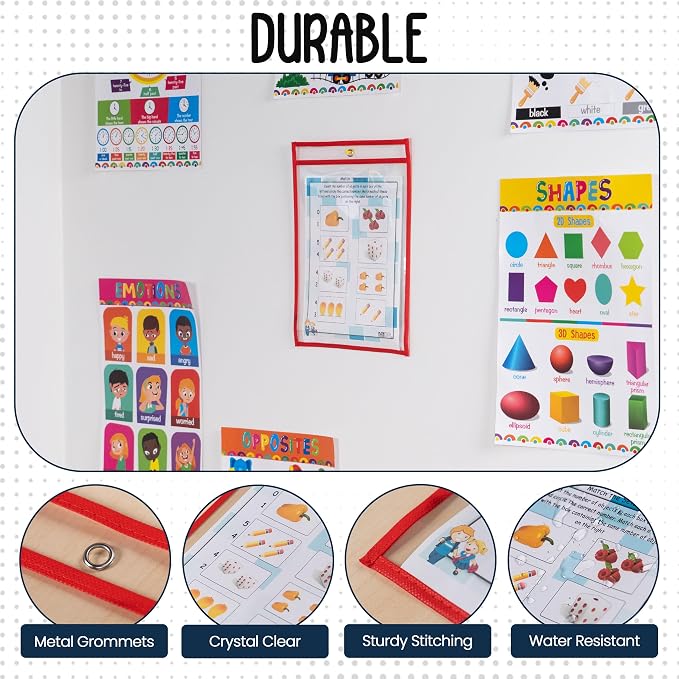 Essex Wares - 6 Pack, Dry Erase Pocket Document Protectors, Water-Resistant & - Image 4