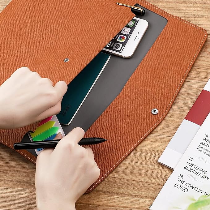 VANRA 1 Piece PU Leather Envelope File Folders A4 Paper Document Filing - Image 6