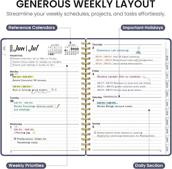 Planner 2026-2027, Academic Year Weekly and Monthly Calender Planner, from Jul - Image 3