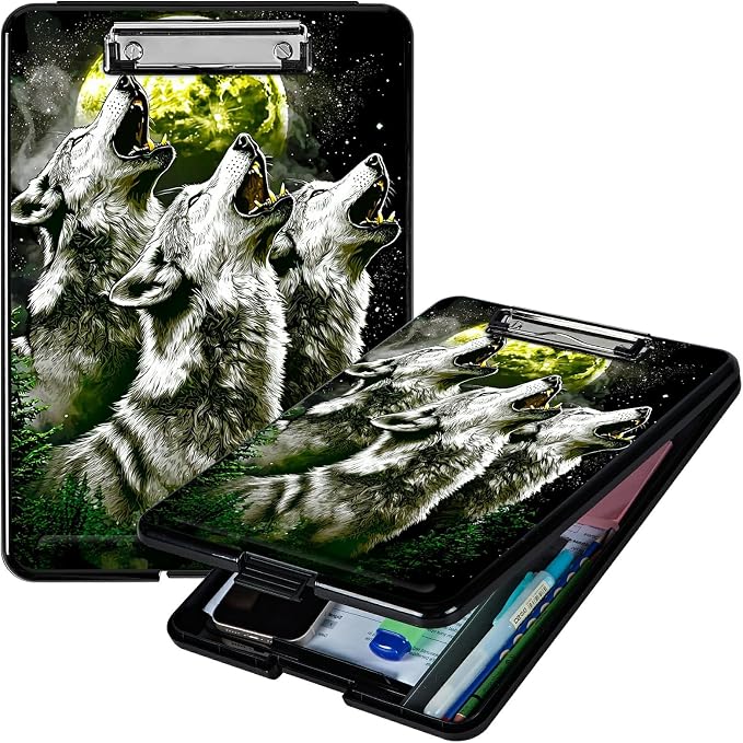 Three Gray Wolves A4 Clipboard by Unknown