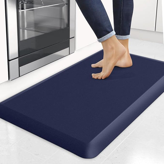 4/5 Inch Thick Kitchen Mats for Floor, StepRite Kitchen Rug for Standing Desk, Non-Slip, Thicker, Stain Resistant, Waterproof, Comfort Anti Fatigue Floor Mat for Home, Kitchen, Office - Blue,32*20''-DeskLoop Office