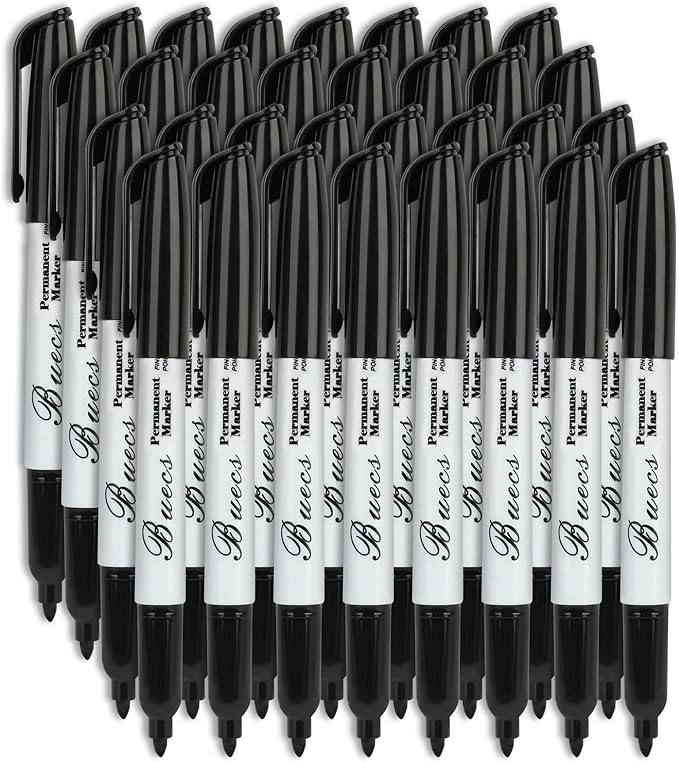 Permanent Markers, 80 Count Black Permanent Markers, Fine Point, Waterproof & Smear Proof Markers, Quick Drying, Office Supplies for School, Office, Home-DeskLoop Office