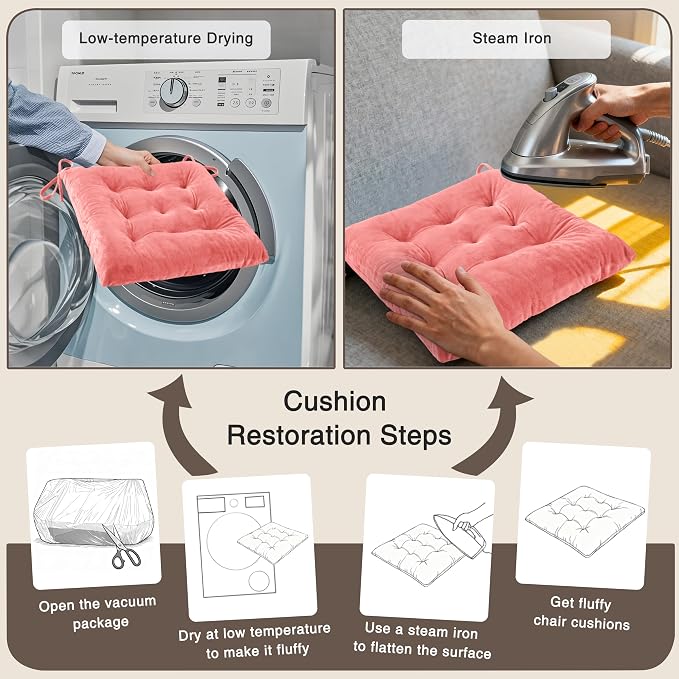 OVOV 4 Pack Chair Cushions for Dining Chairs Soft Seat Cushions for Kitchen - Image 7