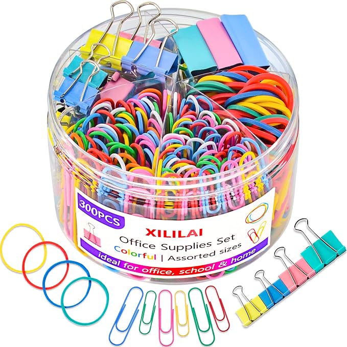 Paper Clips Binder Clips, Colored Office Clips Set by XILILAI