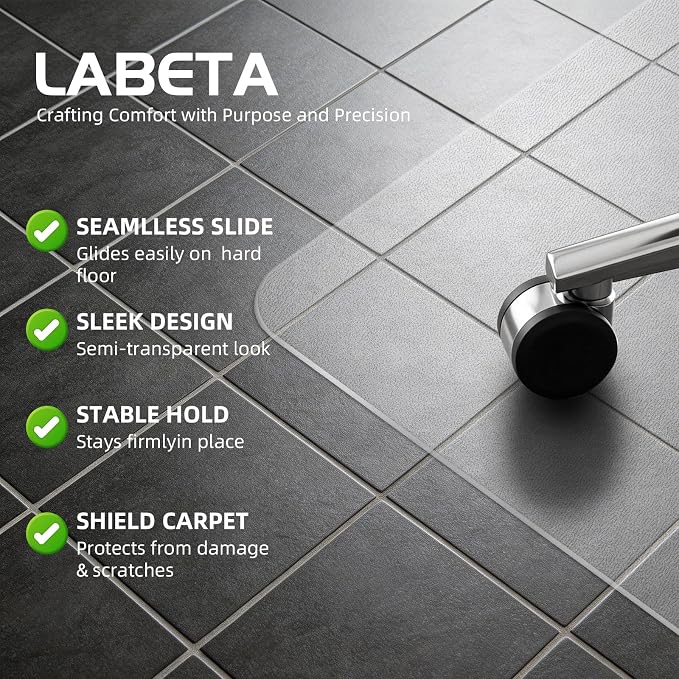 Clear Chair Mat for Hard Floor, Convex | Durable Thick PVC, Anti-slip Grip - Image 2
