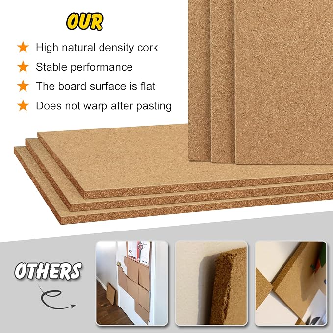 TUPARKA 6 Pack Cork Board 12"x12" - Image 2