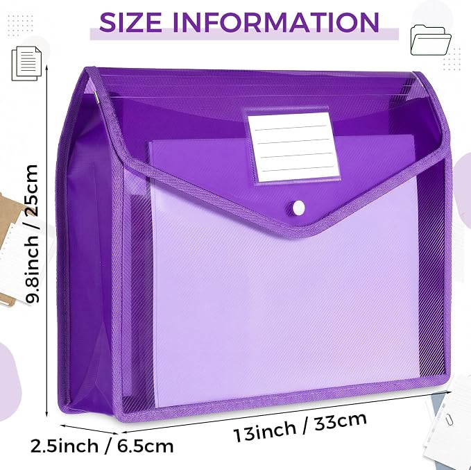 Epakh 10 Pieces Plastic File Folders Envelope Expanding File Wallet Organizer - Image 2