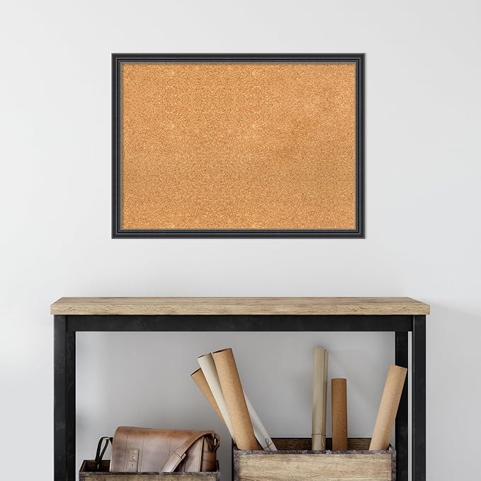 Amanti Art Natural Cork Board for Wall, 22x30 Vision Board with Black Wood Frame, Medium Corkboard Office Decor for Home Organization, Traditional Corkboard Pinboard to display items for home-DeskLoop Office
