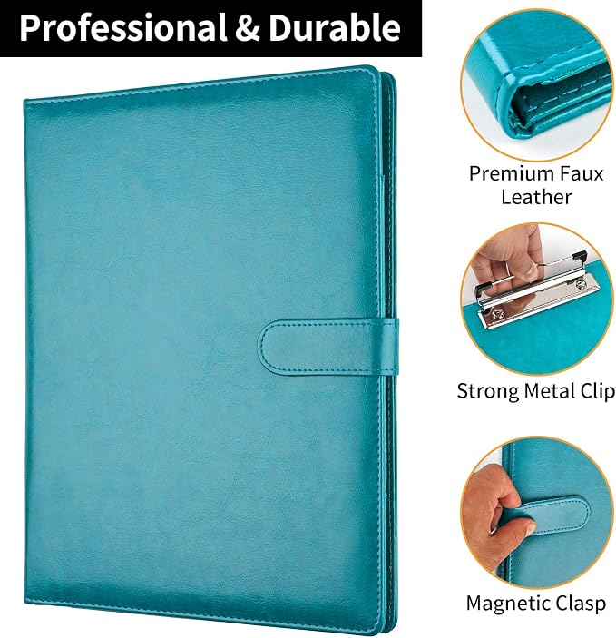 Professional Padfolio with Clipboard, Faux Leather Portfolio Folder Binder - Image 4