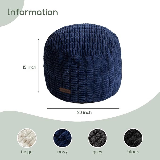 HIGOGOGO Pouf Ottoman Stuffed Round Modern Foam Filled Foot Rest Poufs - Image 2