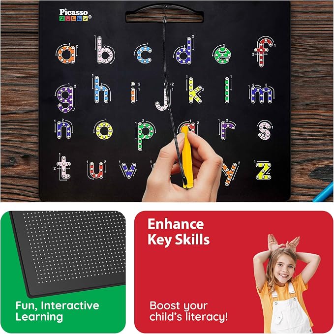 PicassoTiles Double-Sided 2-in-1 Upper & Lower Case ABC Magnetic Drawing Board - Image 4