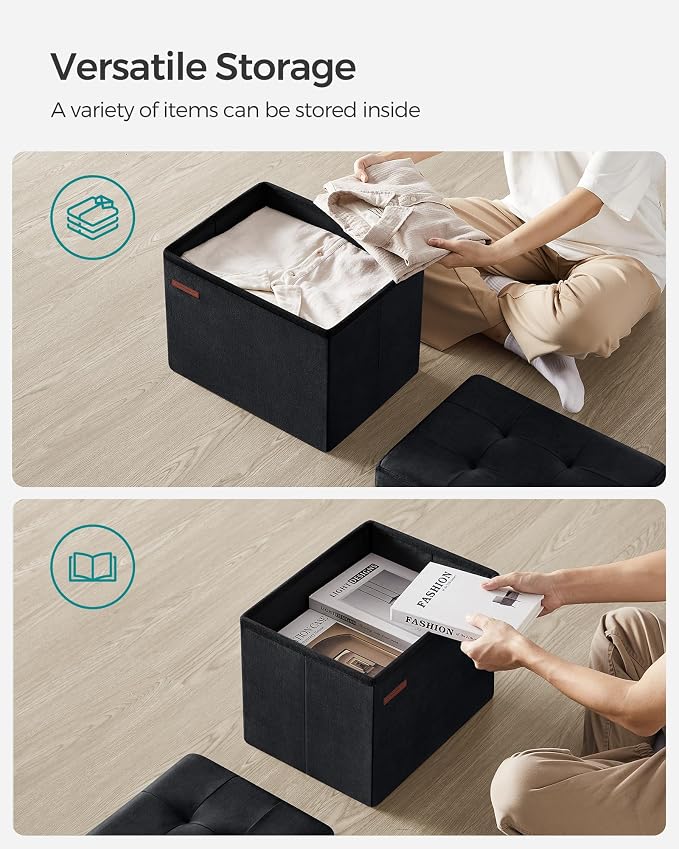 SONGMICS Storage Ottoman, Foldable Small Ottoman Foot Rest, 12.2 x 16.1 Inches - Image 5