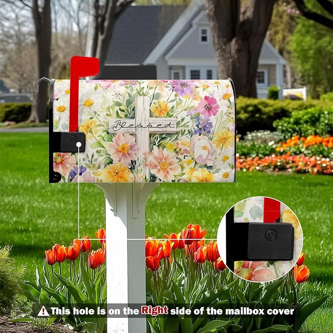 Spring Floral Mailbox Cover Magnetic Standard Size Easter Cross Mailbox Covers - Image 2