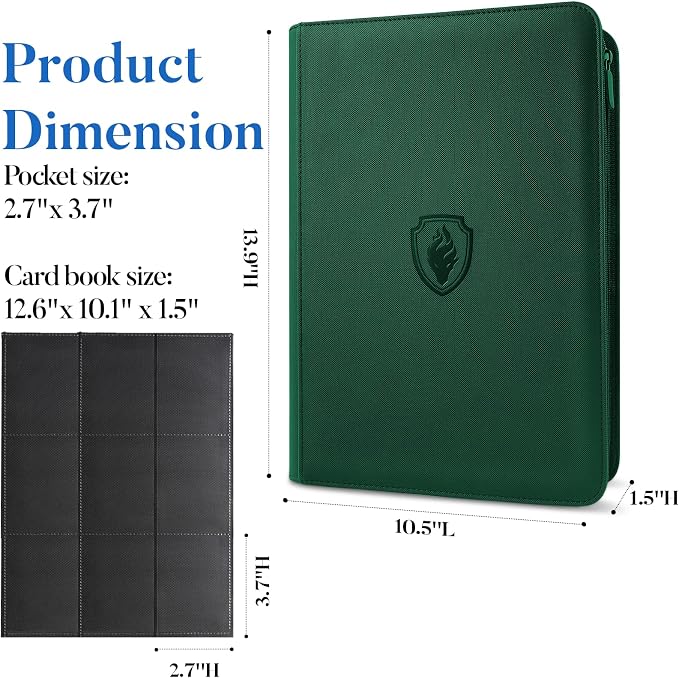 Premium Zip Card Binder, Fabmaker 9 Pocket Trading Card Binder, PU Cover Zipper - Image 6