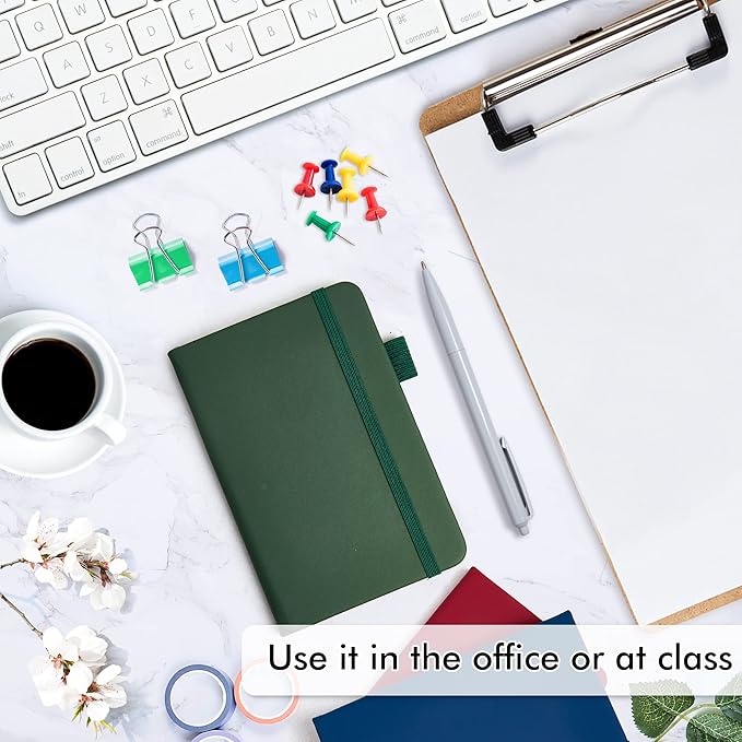 feela Pocket Mini Notebooks Bulk, Small Cute Memo Notepads Hardcover College Ruled Lined Journals with Pen Holder for School Business Work, with 6 Black Pens, 3.5”x 5.5”, 6 Pack, A6, Vintage Colors-DeskLoop Office