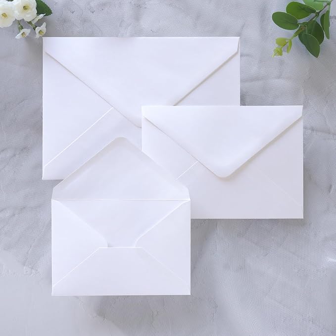PONATIA 50 Pack A1 Envelopes, 3.62 x 5.2'' White Envelopes Perfect - Image 8